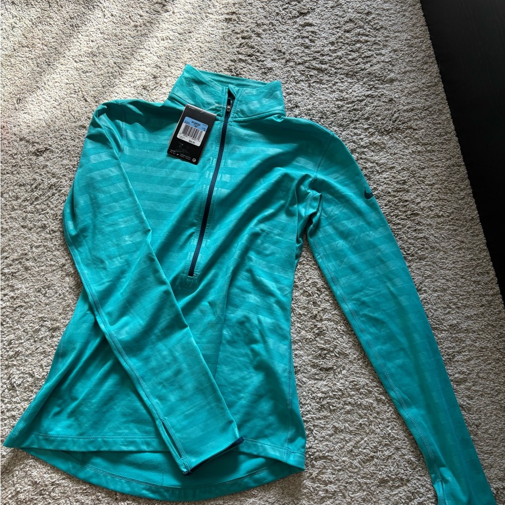 Striped Teal Quarter Zip NWT
